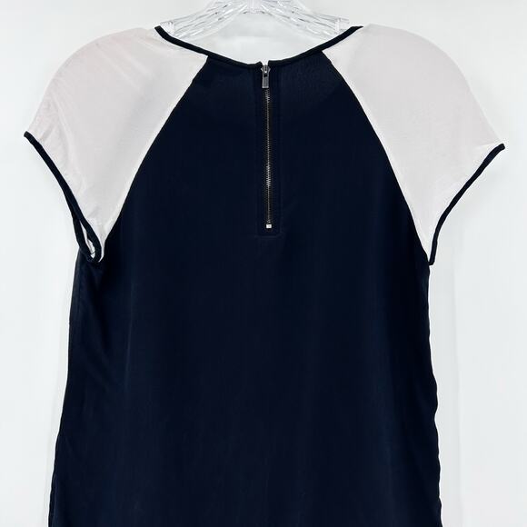 Diane von Furstenberg DVF Liva Colorblock Black White Silk Top Blouse Womens XS - Picture 12 of 13
